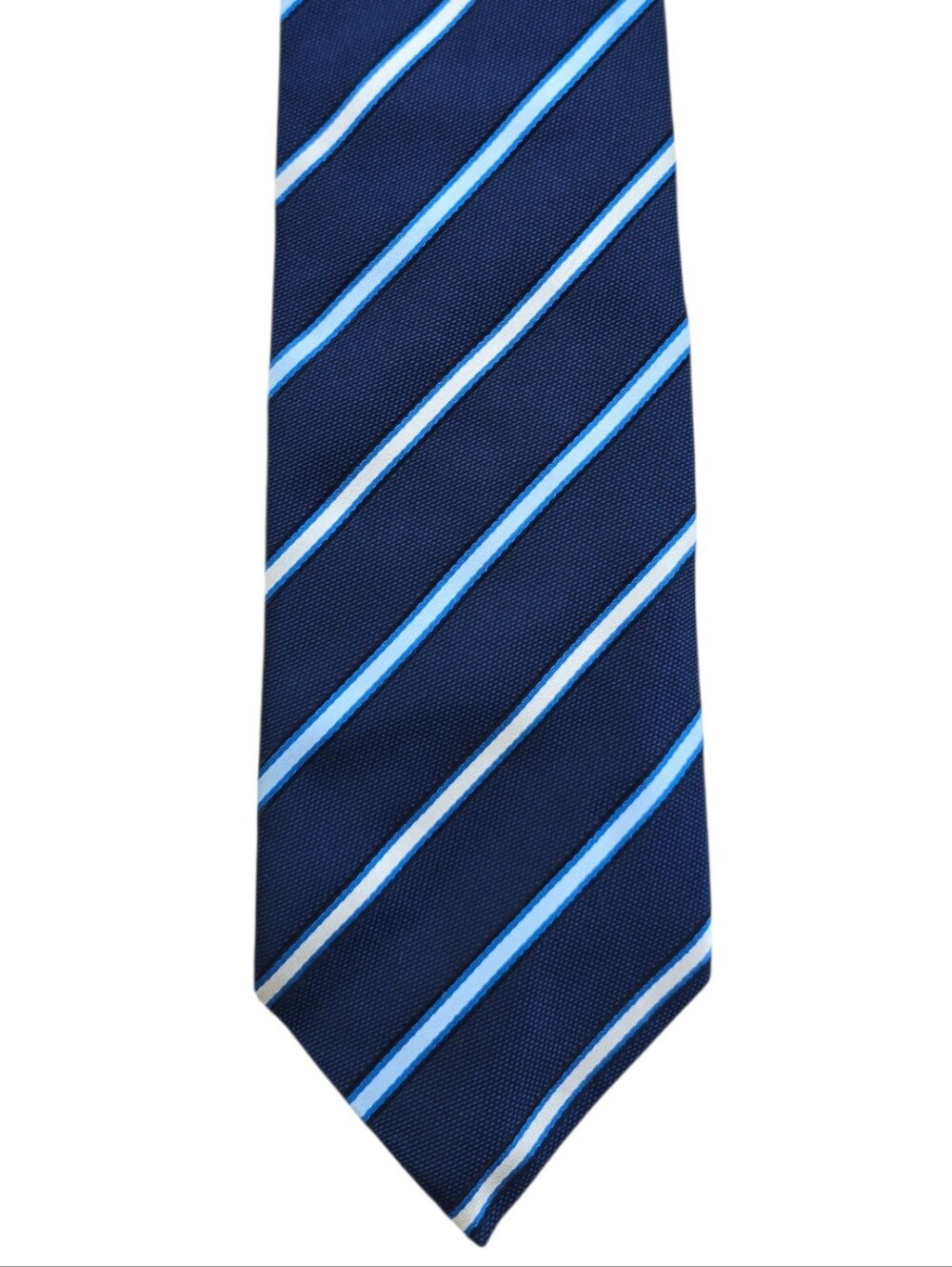 Ermenegildo Zegna Navy Blue And Cream Silk Striped Neck Tie
